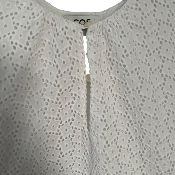 COS White Eyelet Oversized Mini Dress Babydoll Women’s XS EU 34 Minimalist - Picture 5 of 14